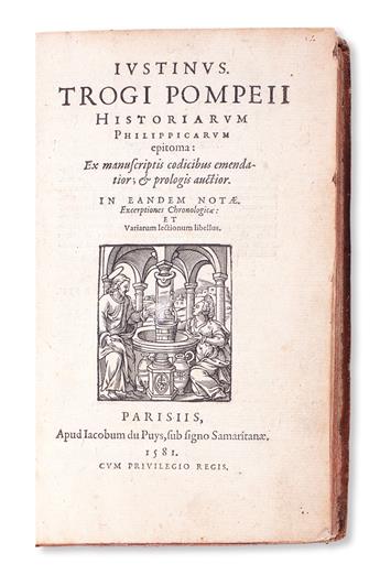 JUSTINUS, MARCUS JUNIANUS. Historiarum Philippicarum epitome.  1581